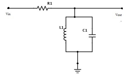 Fig: Band pass filter circuit using R, L and C components