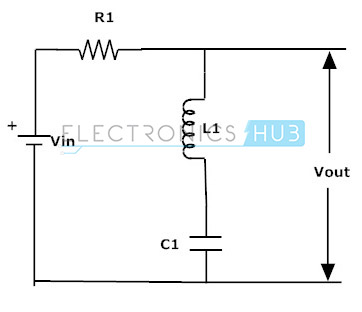 Fig: Band Stop Filter circuit using R, L and C