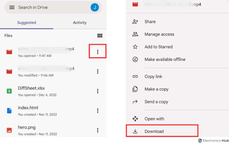 how to download google drive video on phone