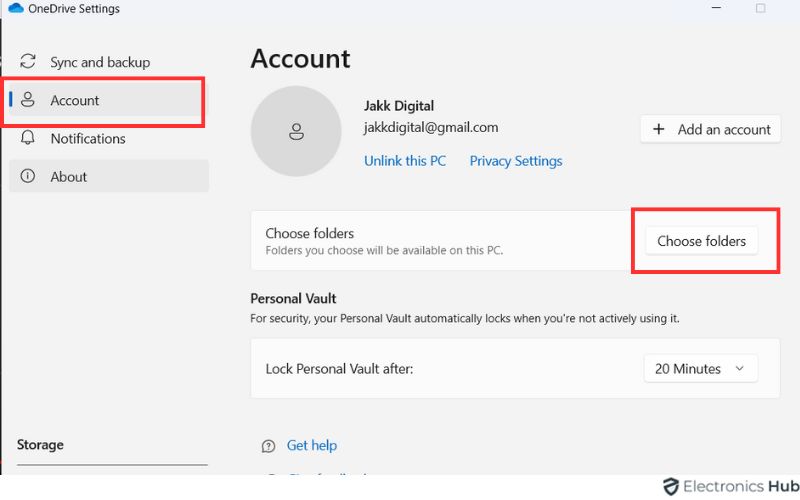 Add account- syncing files to onedrive