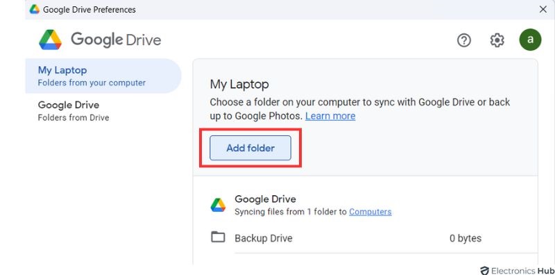 Add Folder - google photos and google drive