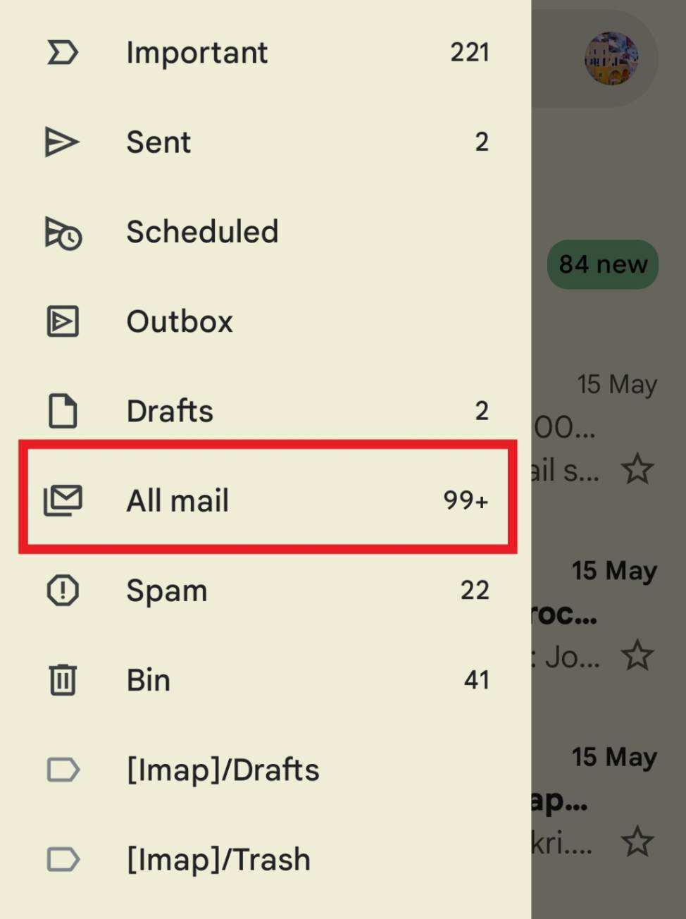 All mail button