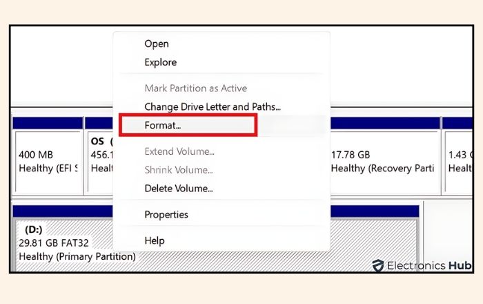 choose the Format option - what does it mean to format an sd card