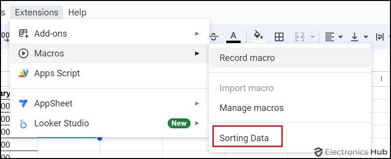 choose named macro-Sort GoogleSheet