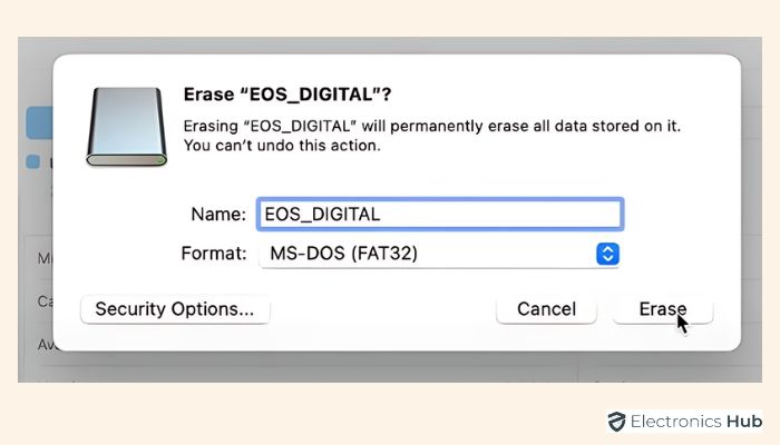 Click Erase to begin formatting - reformat an sd card