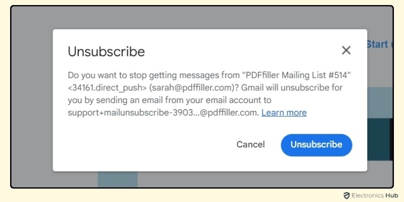 Confirm the Unsubscribe-how to stop promotions in gmail