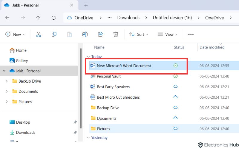 Check the sync status icons in OneDrive File explorer