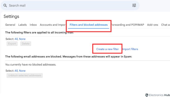 Filters and Blocked Addresses