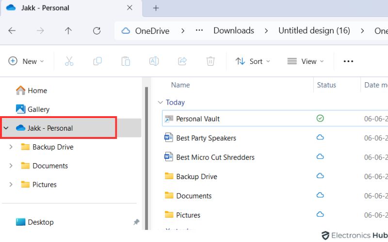 OneDrive folder in File Explorer