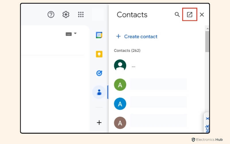 Open in new tab - how find contacts in gmail