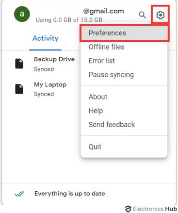 Preferences - Google Drive Backup