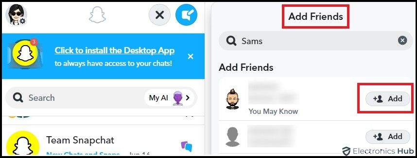 Search for your Required Friend on Snapchat Web-How to get Snapchat PC