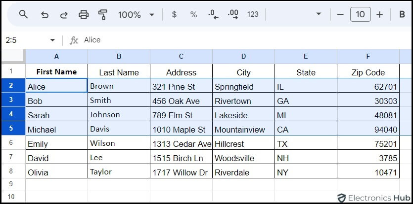 select rows- google sheets group rows