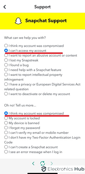 Reasons to complain about Snapchat account recovery