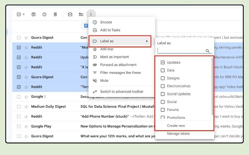 Uncheck or Change Labels-remove inbox label in gmail