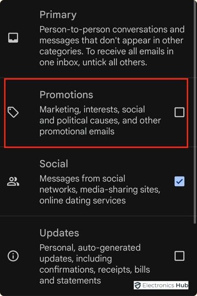 Uncheck Promotions Tab-remove promotions from gmail