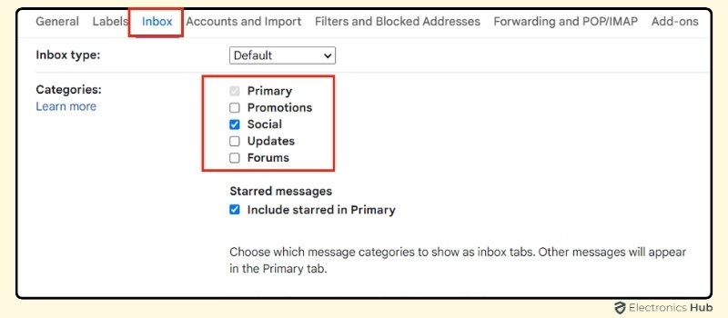 Uncheck the Promotions Tab-remove promotions from gmail