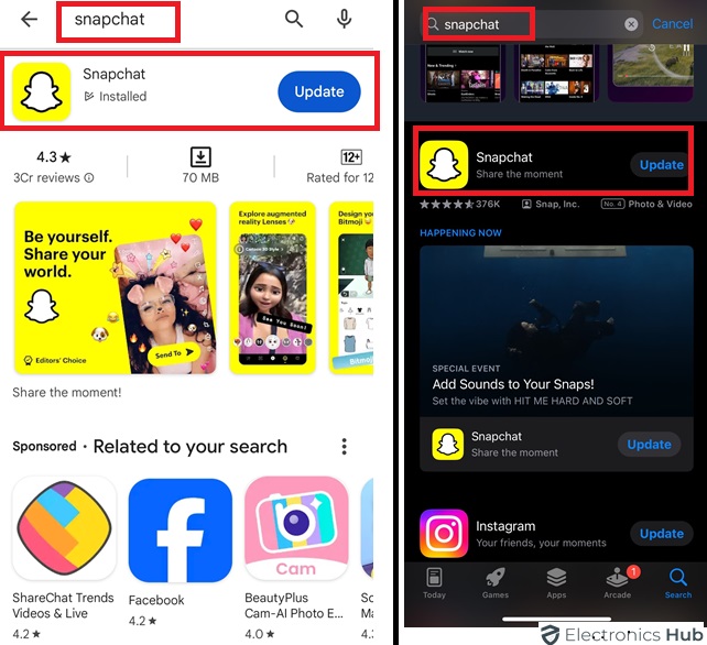 Update the Snapchat App to fix Snapchat C14A C14b