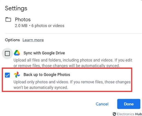 Backup and Sync - Uploading Photos to Google Drive