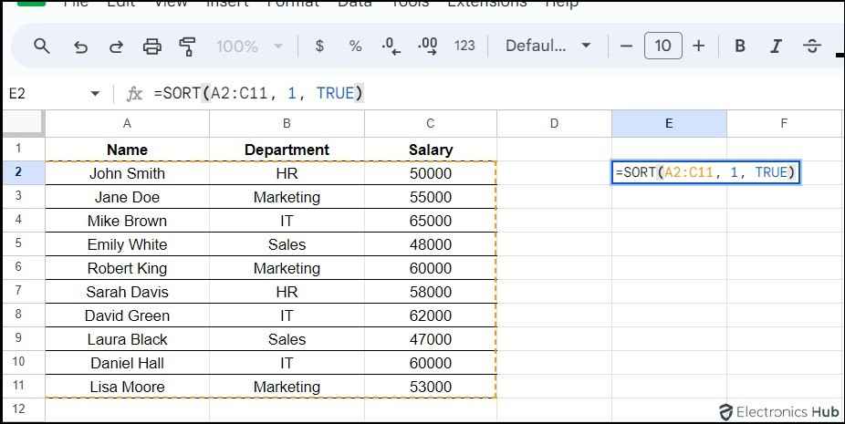 Using Sorting Function-googlesheet sautosort