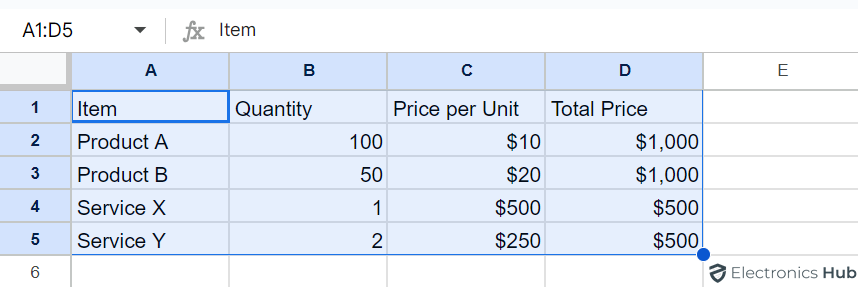 select table